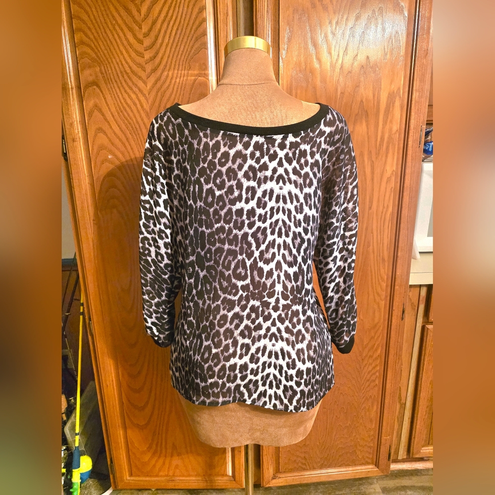 Maurices Sheer Leopard Print Blouse Size Large